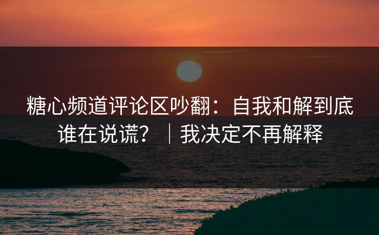 糖心频道评论区吵翻：自我和解到底谁在说谎？｜我决定不再解释