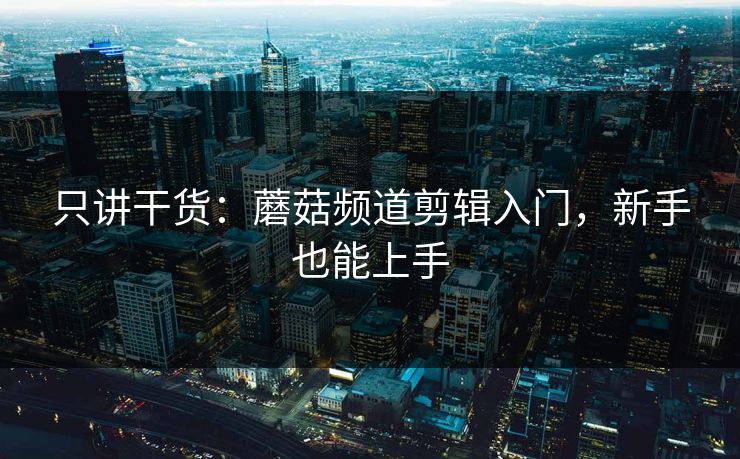 只讲干货：蘑菇频道剪辑入门，新手也能上手