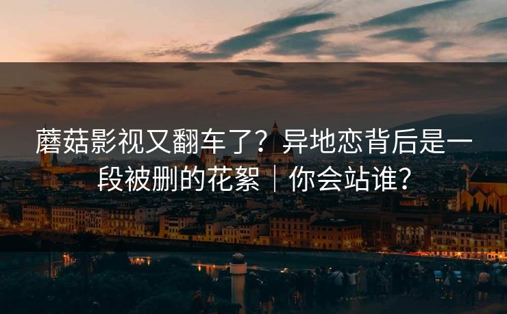 蘑菇影视又翻车了？异地恋背后是一段被删的花絮｜你会站谁？