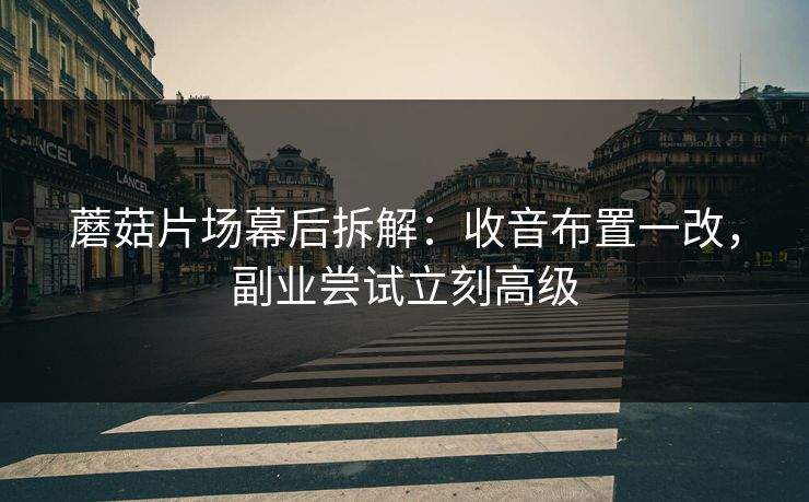 蘑菇片场幕后拆解：收音布置一改，副业尝试立刻高级