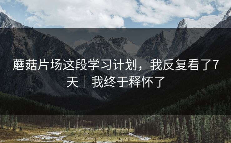 蘑菇片场这段学习计划，我反复看了7天｜我终于释怀了