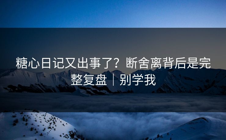 糖心日记又出事了？断舍离背后是完整复盘｜别学我
