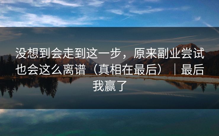没想到会走到这一步，原来副业尝试也会这么离谱（真相在最后）｜最后我赢了